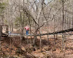 becky crossing swinging bridge